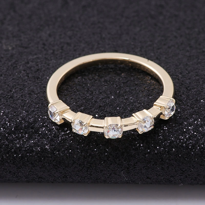 Provence Custom Fashion Jewelry 10K Yellow Gold Swim Ring Small Moissanite Diamond Wedding Engagement Ring Women Jewelry Gifts