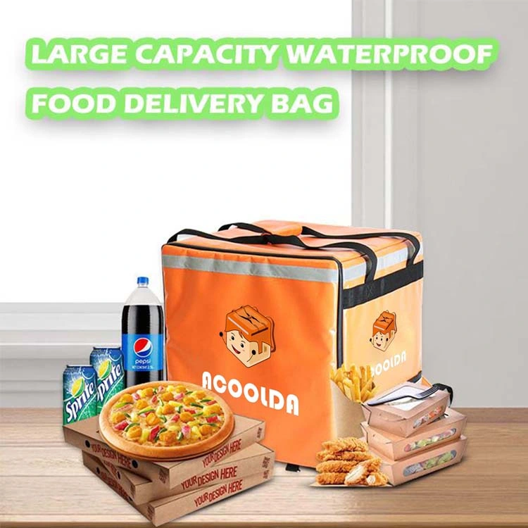 Double Layers Motorcycle 500d PVC Waterproof Ice Cooler Insulated Aluminum Foil Food Delivery Pizza Bag Food Delivery Bag Backpack Reusable Lunch Thermal Bags