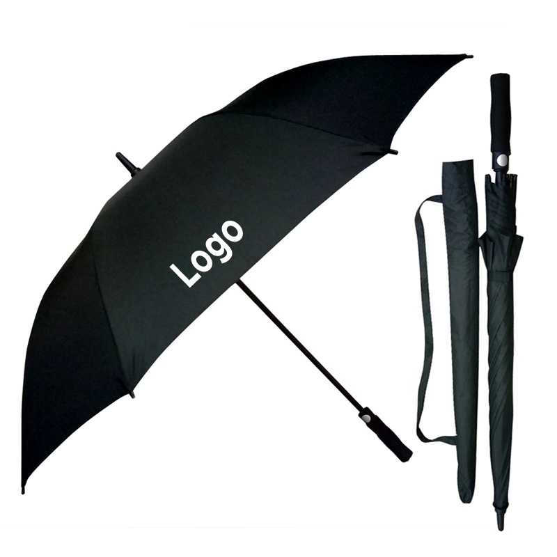 Extra Large Automatic Fiberglass Frame Waterproof Big Wholesale Long Stick Golf Umbrella with Custom Logo Print