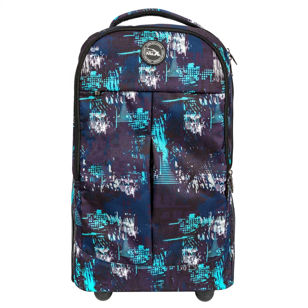Trolley Travel Outdoor Waterproof Backpack Bag with Customized Overall Printing Wheeled Luggage Roller Bag