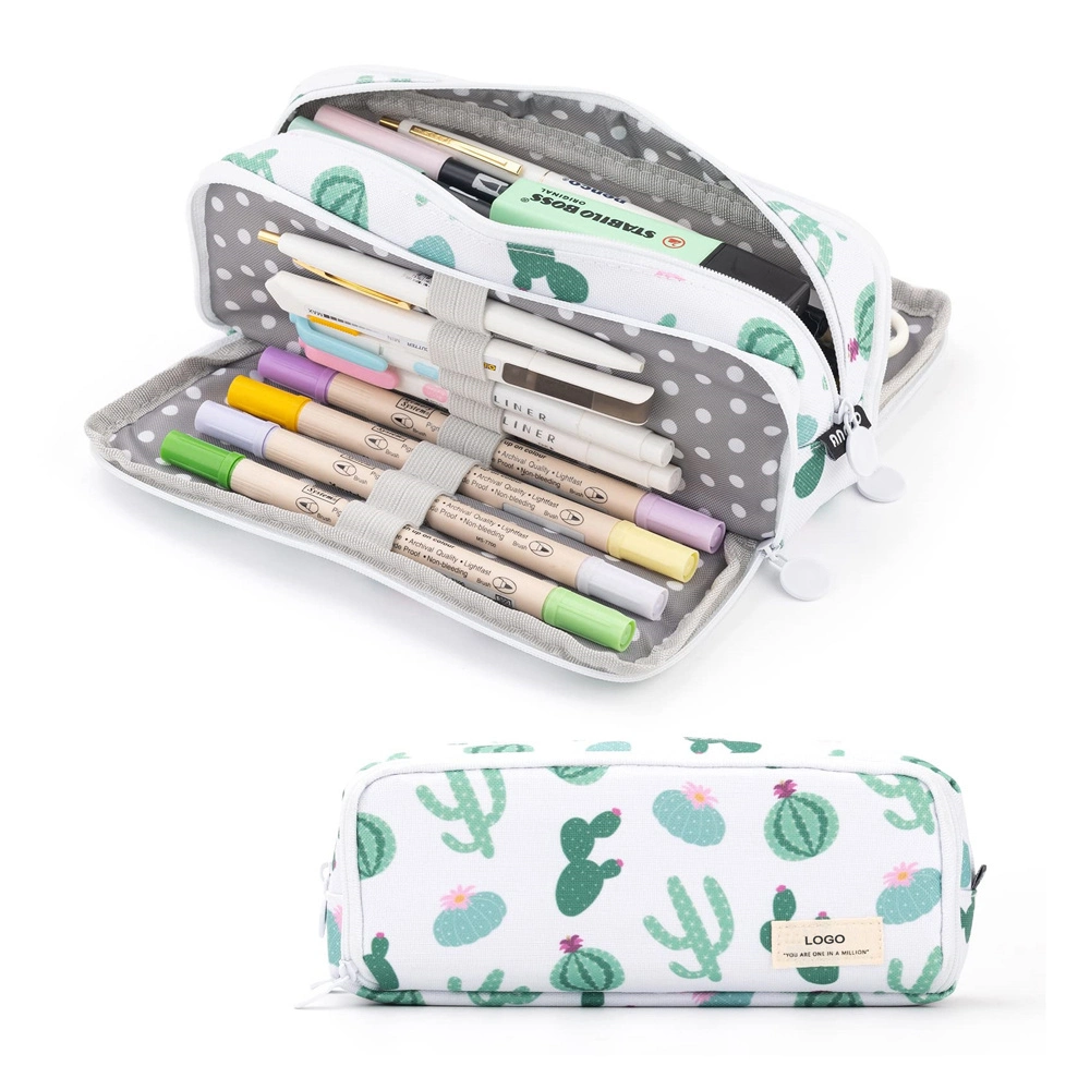 School Polyester Pen Holder Bag Multi Purpose Stationery Zipper Pencil Pouch Bag